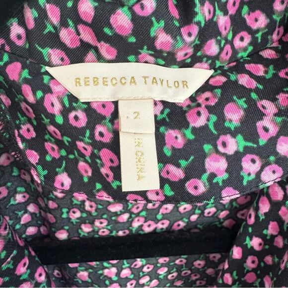 Rebecca Taylor Wild Rose Silk Blend Faux Wrap Dress Size 2 - Picture 11 of 11